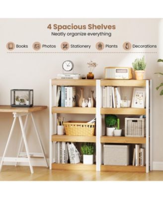4 Tier Wood Bookshelf with Anti-Tip Kits for Home Storage