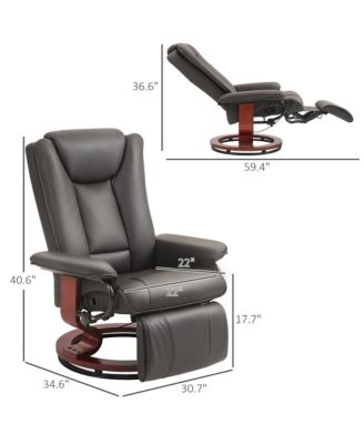 Manual Swivel Recliner Chair with PU Leather and Footrest