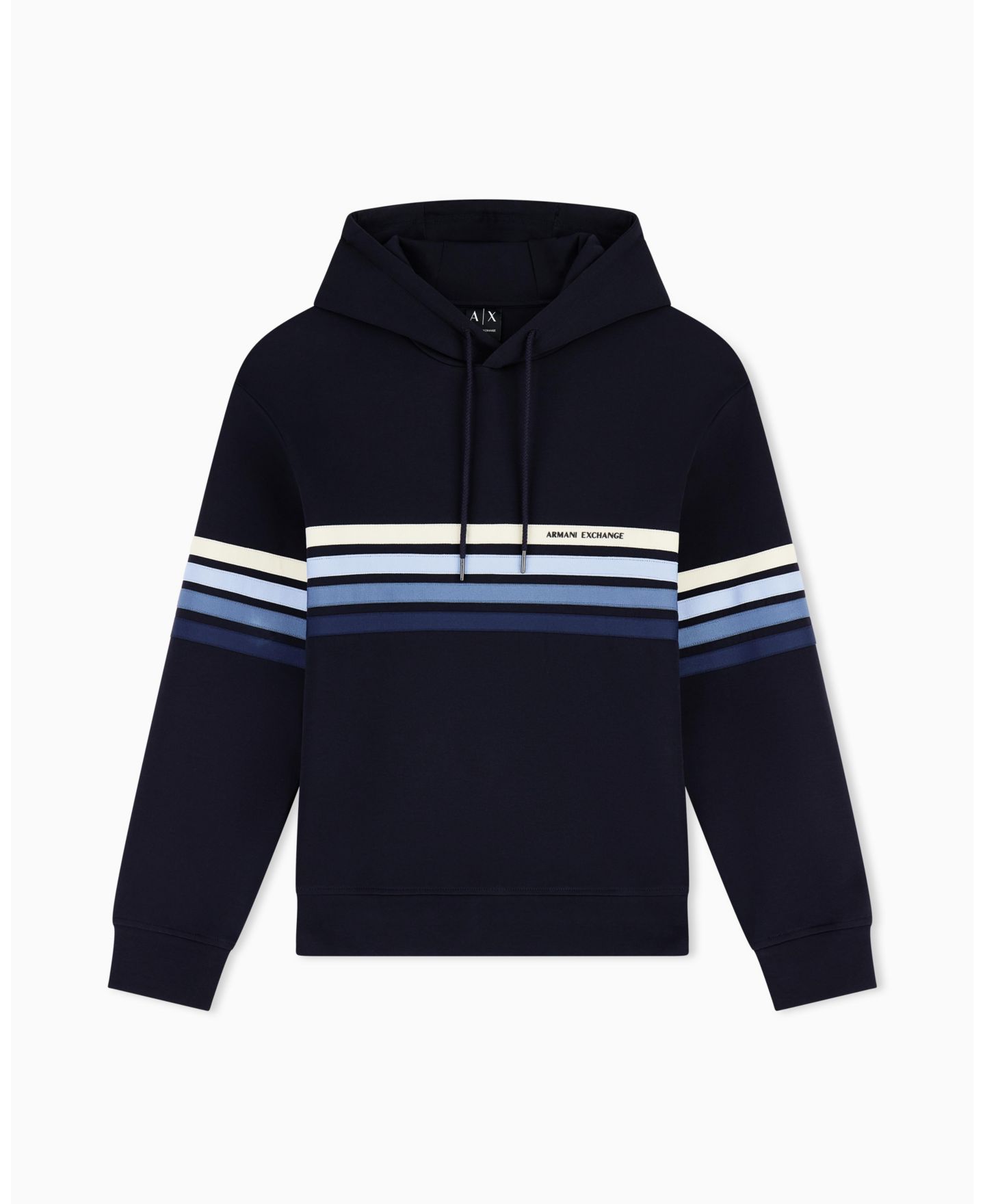 Мужское худи A|X Armani Exchange 4 Stripes, цвет: Глубокий тёмно-синий — фото 2