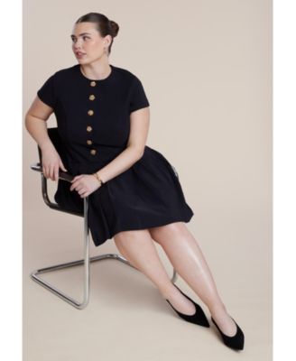 Women's Button Detail Pleated Mini Dress