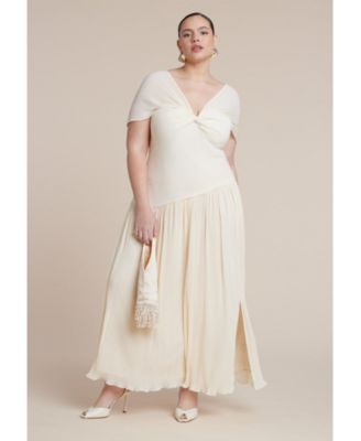 Women's Twist Detail Pleated Chiffon Dress