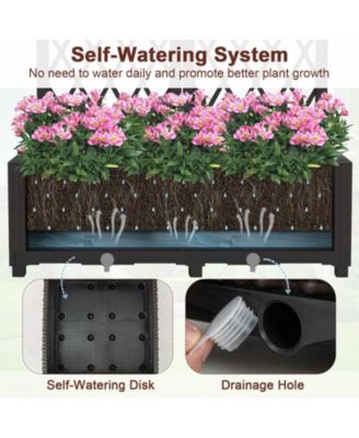 2PCS Raised Garden Bed w/Trellis Planter Box for Climbing Plants 32'' x 16'' x 48''