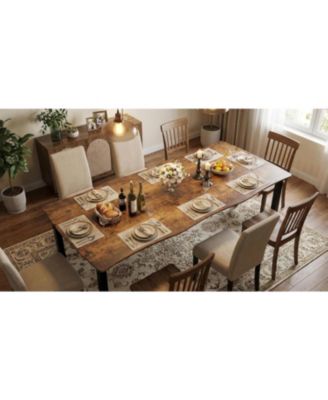 79" Dining Table for 6-8, Iron Legs, Waterproof, Scratch-Resistant, Quick Assembly, Kitchen, Living Room