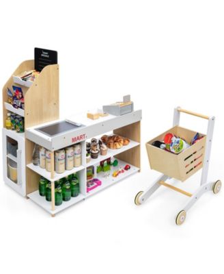 Grocery Store Playset Pretend Play Supermarket Shopping Set with Shopping Cart