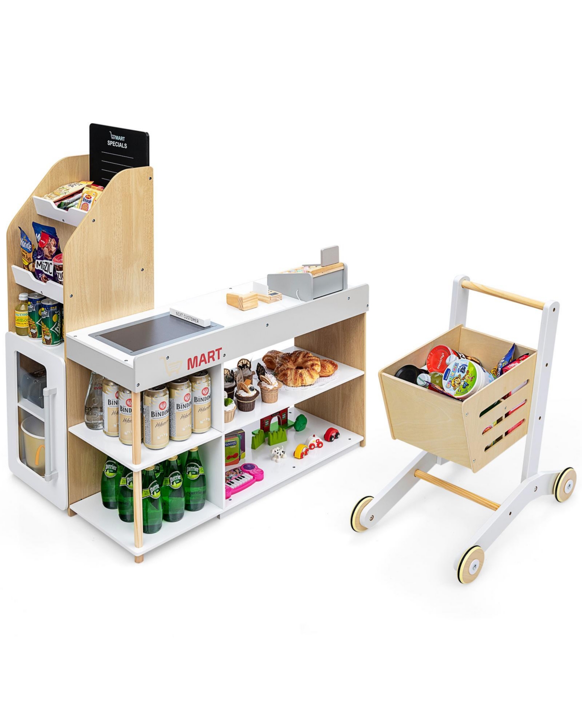 Costway Grocery Store Playset Pretend Play Supermarket Shopping Set with Shopping Cart