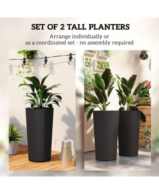 29 Inch Tall Planters, Set of 2 Plastic Flower Pots,