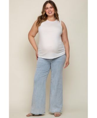 Plus Size Light Blue Basic Wide Leg Jeans