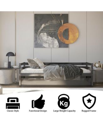 Wooden Slat Trundle Platform Bed