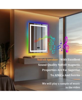 Smart LED Bathroom Mirror Vanity Mirrors With Bluetooth Speaker 11 Colors Dimmable RGB