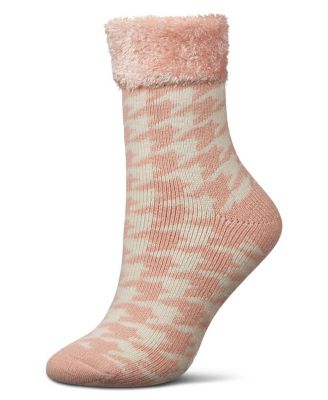 Women's Houndstooth Plush Cabin Socks