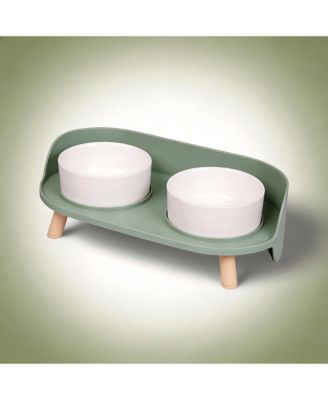 Elevated Ceramic Dog & Cat Food Water Bowl Set Spill Proof Non Slip Mess Free Dishwasher Safe