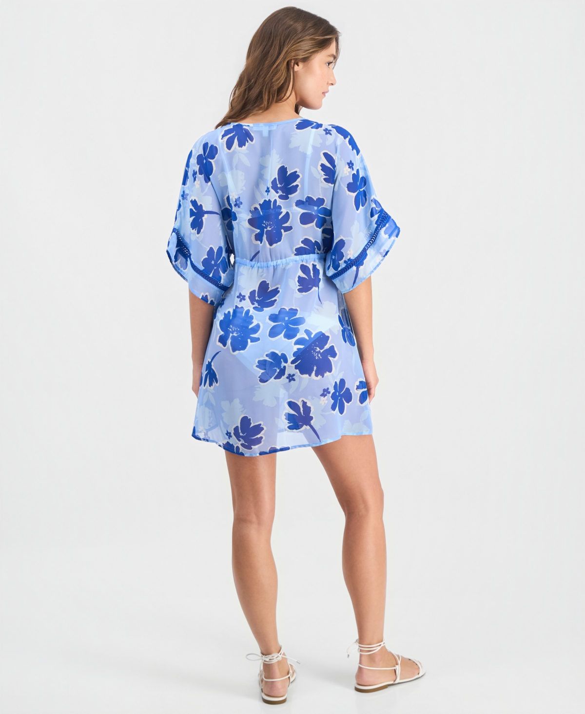 Miken Juniors' Leaf-Trim Leopard-Print Cover-Up Kimono, Macy's Exclusive