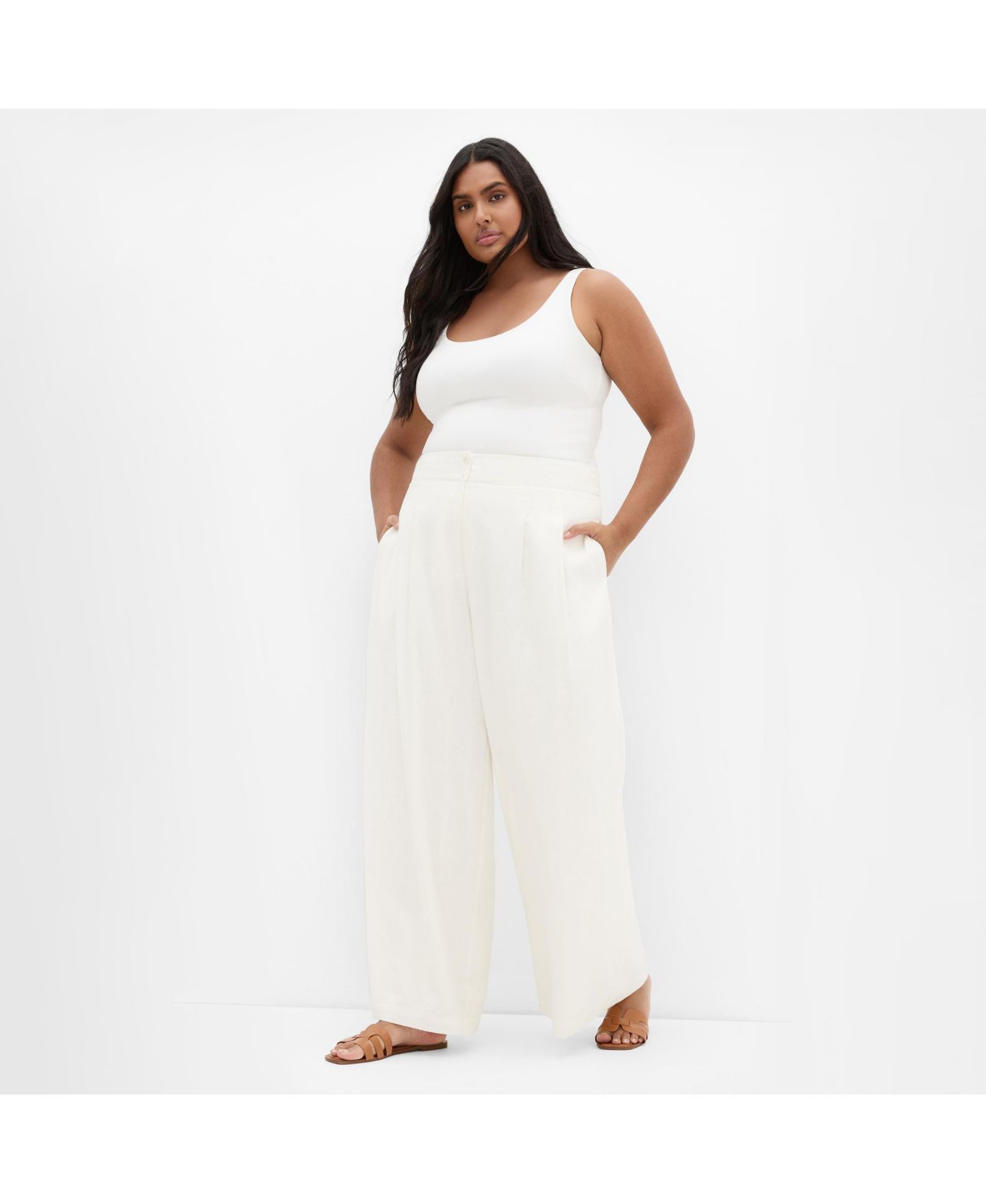 Женские брюки CITY CHIC Plus Size Abbie Linen, цвет: Слоновая кость — фото 3
