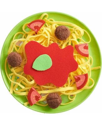 Soft Spaghetti and Meatballs with Plate Play Food Set - Pretend Play Kitchen Toy