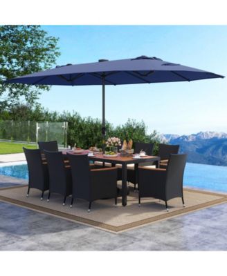  Patio Dining Set Double-Sided Patio Umbrella (Base Included)