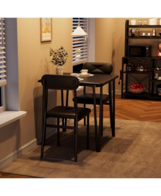 3-Piece Dining Table Set with 2 Upholstered Chairs