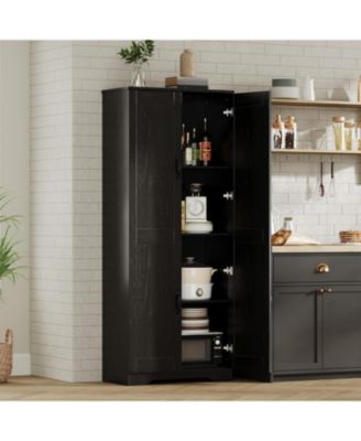 Tall Kitchen Pantry Cabinet, 60 in Storage Cabinet with 2 Doors and Adjustable Shelves, Freestanding Large Utility Storage Cupboard