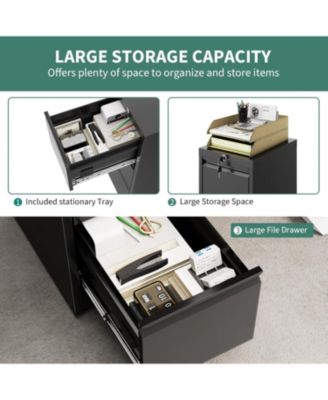 4 Drawer File Cabinet with Lock, Metal Filing Cabinets, Vertical Small Filing Cabinet Steel Lockable Storage Cabinets for Home Office