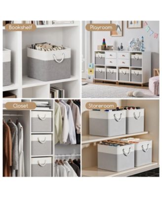 6-Pack Collapsible Fabric Storage Bins, 13" Cube Baskets with Rope Handles and Reinforced Base