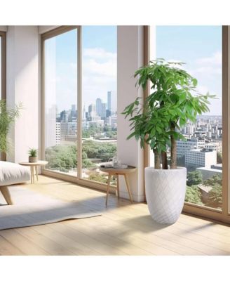 Large 17-Inch Handmade Ceramic Planter Pot,Breathable Teal Outdoor & Indoor Plant Pot for Fiddle Leaf Fig, Monstera, Trees