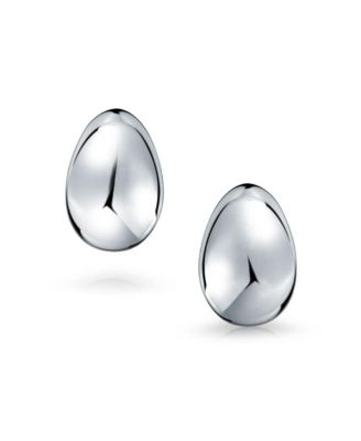 Classic Simple Dome Teardrop Clip On Earrings .925 Sterling Silver
