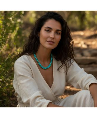 Semi-Precious Created Turquoise Stone 10MM Bead Ball Strand Necklace 16-18 Inch