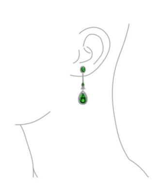 Art Deco Style Dangle Cubic Zirconia Halo CZ Teardrop Statement Chandelier Earrings