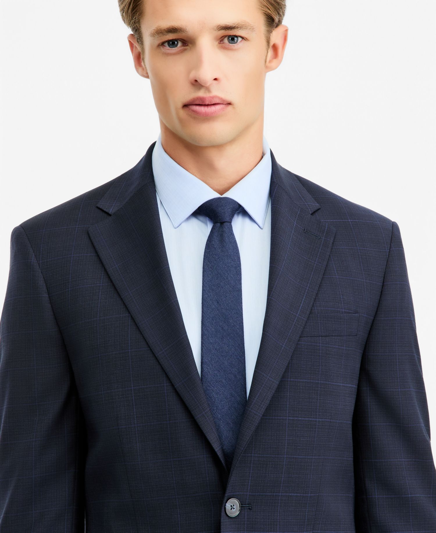 Men's Slim-Fit Wool-Blend Plaid Suit Jacket