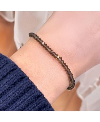 Smoky Quartz Bead Bracelet 14K Gold