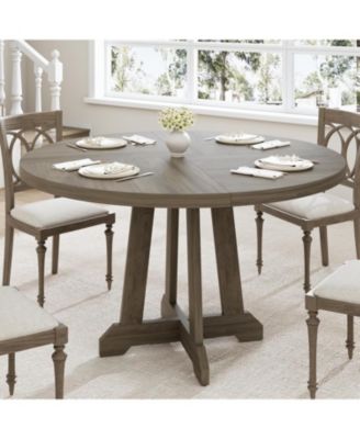 47" Round Dining Table for 4, Farmhouse Kitchen Table for Home Dining Room