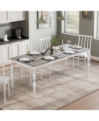 78.8" Farmhouse Dining Table for 6, Large Rustic Rectangular Kitchen Table with Heavy-Duty Legs