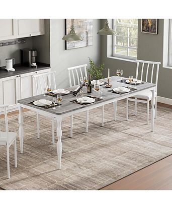 78.8" Farmhouse Dining Table for 6, Large Rustic Rectangular Kitchen Table with Heavy-Duty Legs