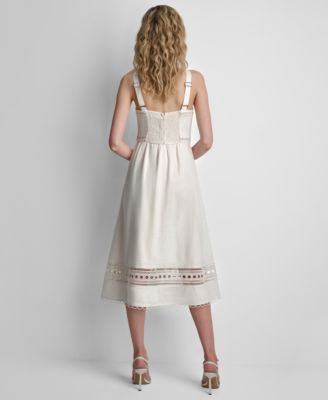 DKNY Women's Sleeveless Straight Neck Loop Lace Dress - Macy's