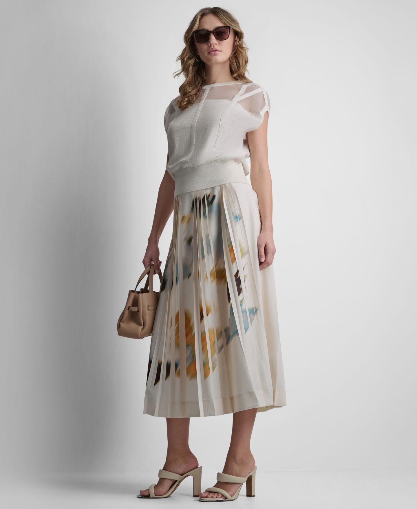 Женская юбка DKNY Printed Pleated Everyday Stretch, цвет: С принтом — фото 6