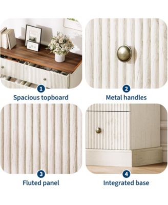 6 Drawer Dresser for Bedroom, Horizontal Chest of Drawers, Fluted Panel Wood Dresser, Small Space Bedroom Dresser for Clothing