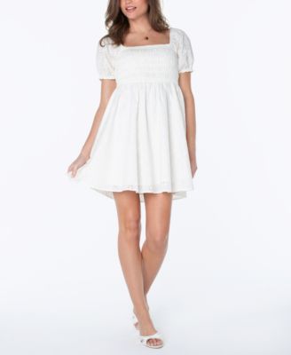 Juniors' Cotton Eyelet Babydoll Dress