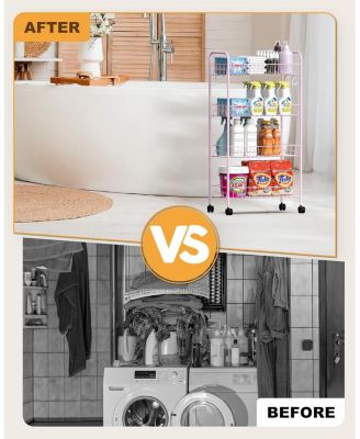 4 Tier Rolling Cart with 360degree(s)Wheels, Snack Cart, Removable Wire Baskets