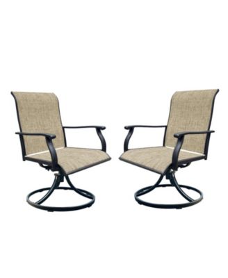 2-Piece Outdoor Swivel Dining Chairs, 360° Rotating with Ergonomic Armrests, Textilene All-Weather Patio Chairs