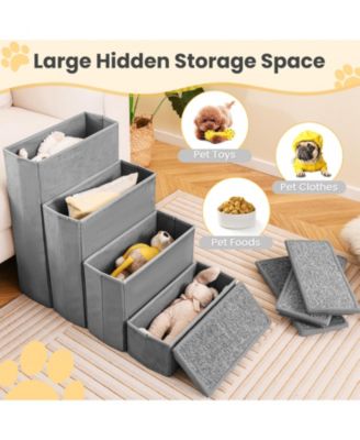 4-Step Dog Stairs w/Adjustable Steps for High Beds Sofas for Small and Medium Dogs