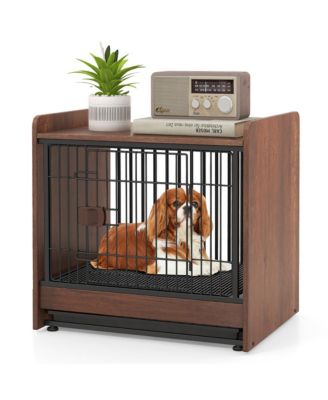 Dog Cage Furniture w/Removable Tray and Lockable Door Adjustable Foot Pads