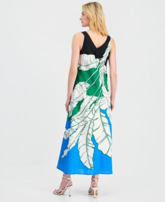 tahari a line dress Red Sleeveless Belted A-Line Dress