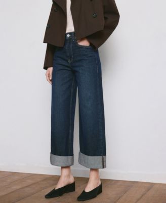Women's Turn-Up Hem Wide Leg Jeans