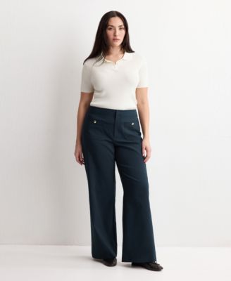 Women's Jewel Buttons Straight Pants