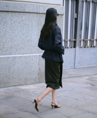 Women's Gathered-Waist Denim Parka