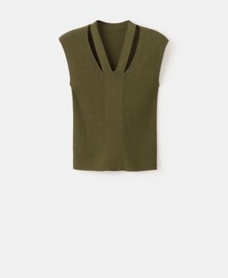 Women's Combined Neckline Fine-Knit Top