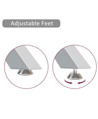 Rectangular Clear Tempered Glass Coffee Table with Adjustable Feet and Metal Legs for Living Room (Silver + Clear Glass)