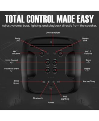 2.1 Party Speaker, 160W, Subwoofer, RGB Lights, Bluetooth 5.3, Dual Mics, Portable with Ultra Bass Boost