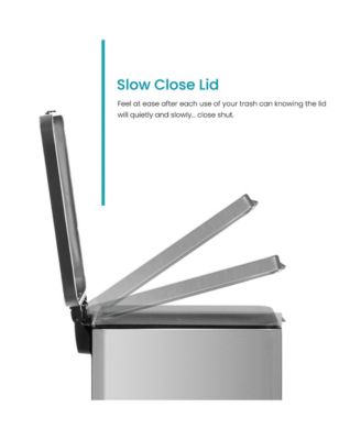 4 Gallon Slim Stainless Steel Kitchen Trash Can with Step Pedal and Soft Close Lid