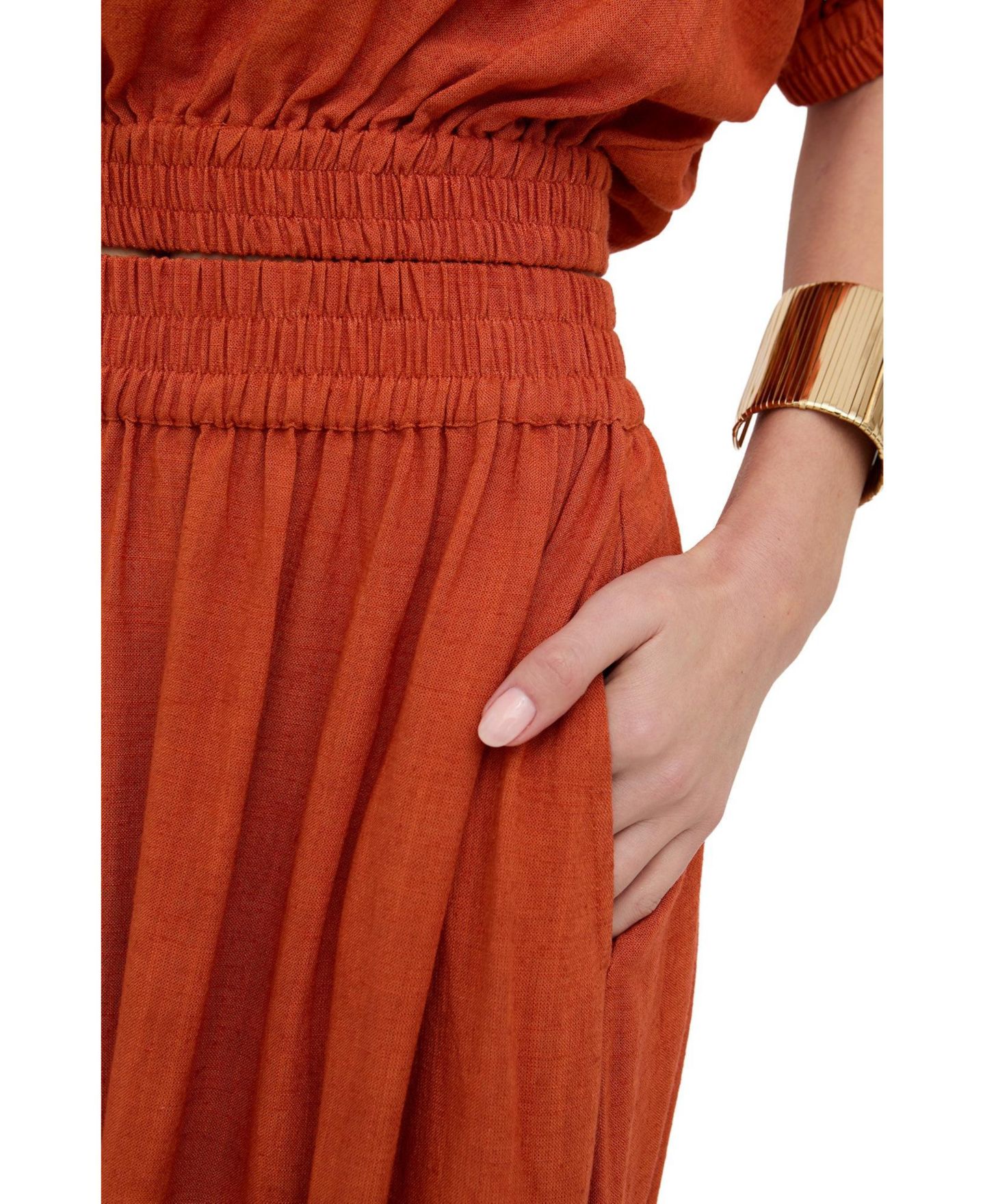 Женская юбка Raffya Sesame Elasticated Waist Maxi, цвет: Оранжевый — фото 4