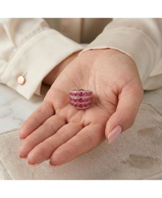 Brilliant 18K Rose Gold Plated Red Round Cubic Zirconia Ring